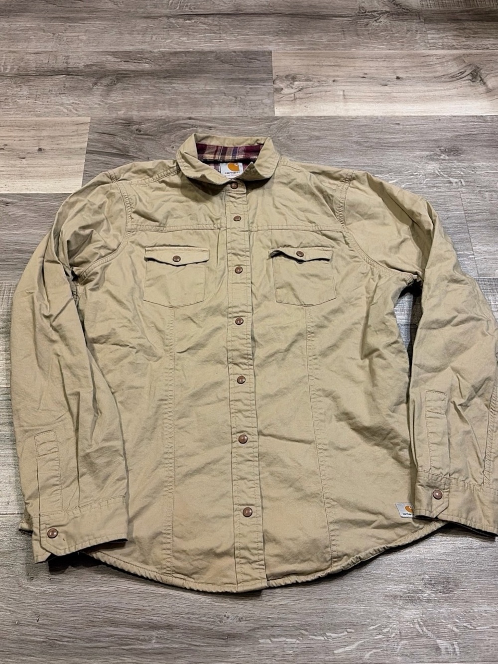 Carhartt Tan Quilted-Lined button up jacket
